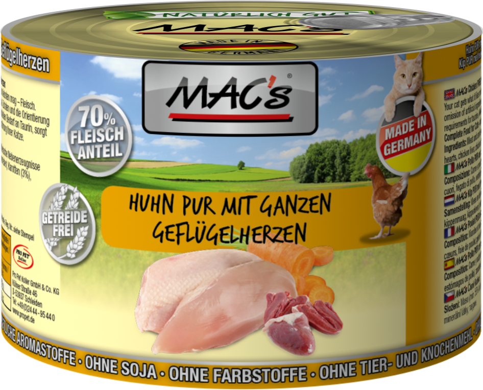 Macs Dose Huhn mit ganzen Geflügelherzen 200 g