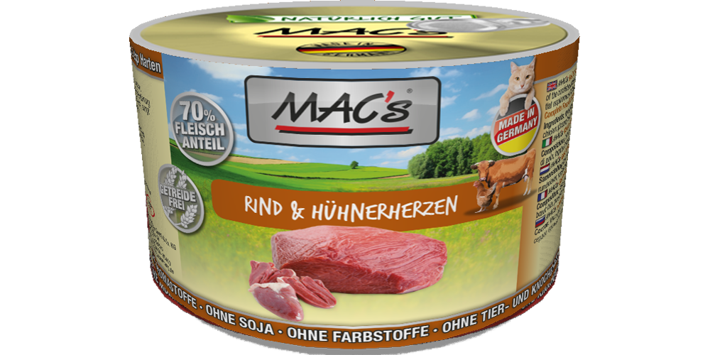 Macs Dose Rind + Hühnerherzen 200 g