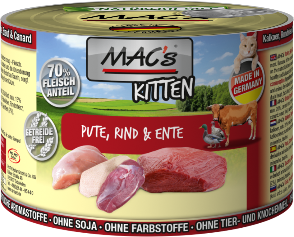 Macs Dose Kitten Pute + Rind + Ente 200 g