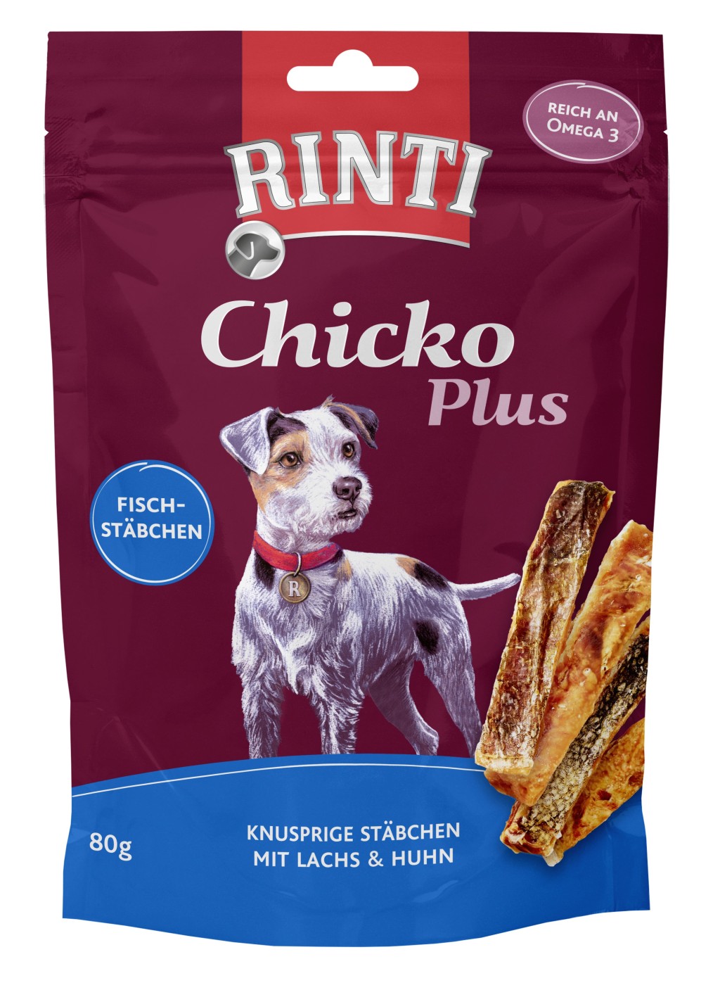 Rinti Chicko Plus Fischstächen mit Lachs & Huhn 80 g