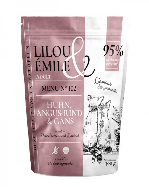 Lilou & Émile Adult Menu No. 102 Huhn, Angus-Rind und Gans